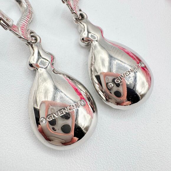 Givenchy Seafoam Green Teardrop Crystal Drop Earrings Special Occasion Wedding - Picture 5 of 7